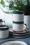 Hermia Juego de tazas de té Blanco y azul oscuro (12 piezas)
